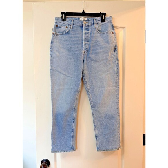 Agolde Denim - Agolde Riley High Rise Straight Crop Medium Wash Slim Straight Size 28